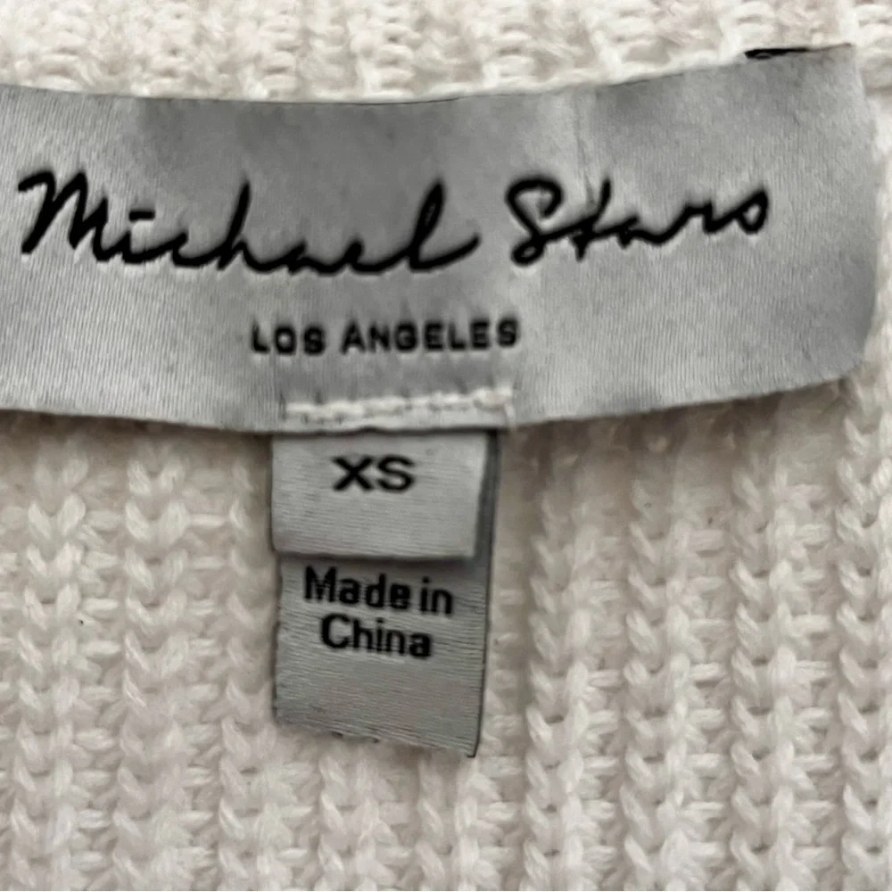 Michael Stars Cream Ribbed Button-Front Cardigan - Picture 6 of 8